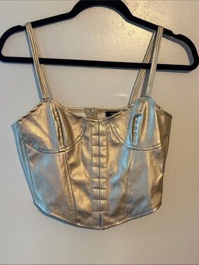 Vivid Metallic Silver Bustier Camisole